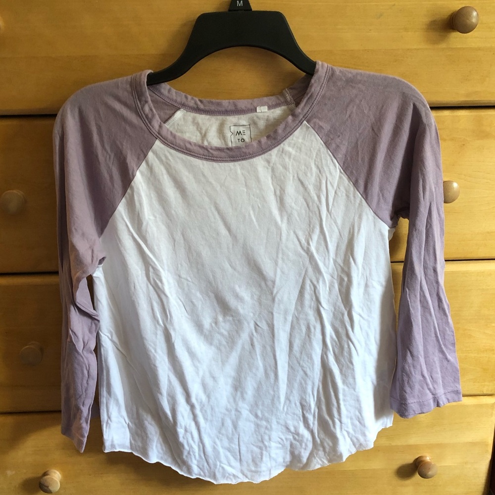 Pacsun Purple and White Baseball T Shirt